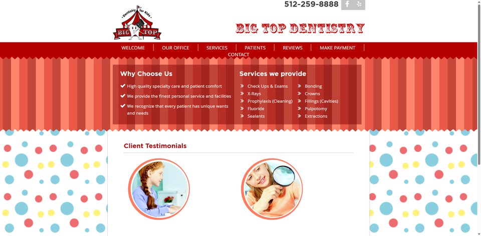 Big Top Dentistry — original site, before Always On Autopilot