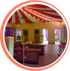 The real circus tent inside Big Top Dentistry's Cedar Park office